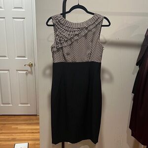 Anne Klein Black and Gray Polka Dot Mini Dress